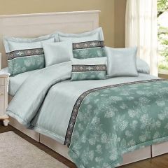 Shatex Teal Comforter Set Queen 3 Piece All Season Bedding Textured Pattern Floral Comforter Set Queen - Ultra Soft 100% Polyester -Green Queen Size Comforter with 2 Pillow Shams