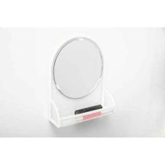 Tabletop Makeup Mirror with Storage Slot Organizer and Grid Sided Frame