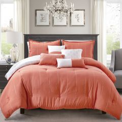 Shatex 7 Pieces Bedding Comforter Sets Twin Set– Ultra Soft 100% Microfiber Polyester – Orange Comforter with 1 Pillow Sham