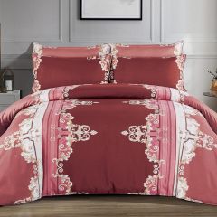 Shatex Textured Comforter 2 Piece All Season Bedding Motif Pattern Red Comforter Twin - Ultra Soft 100% Microfiber Polyester - Twin Comforter Set with 1 Pillow Sham