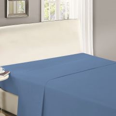 Shatex Flat Sheet Only Brushed Microfiber Fabric Blue Twin Sheet Extra Soft Easy Care Solid Color Sheet Twin Size Extra Soft Bedding Sheet for Bedding Room,Hotel (Twin,Blue)