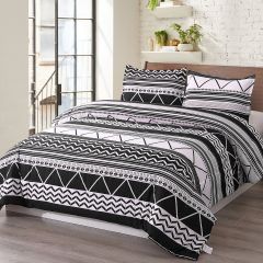 Shatex Black Comforter Set Queen Size 3 Piece All Season Bedding Queen Comforter Set - Ultra Soft 100% Microfiber Polyester - Striped Comforter with 2 Pillow Shams