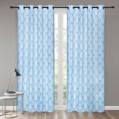 Light Blue Baroque Blackout Curtain  84in 2Panels