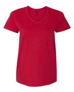 CASS5780DRXL/Hanes,Women,V neck,T-shirt,Deep Red,XL