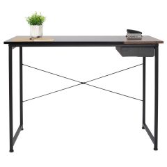 Computer Desk with Storage Home Office Table PC Laptop Desk Small Writing Study Table Black Metal Frame