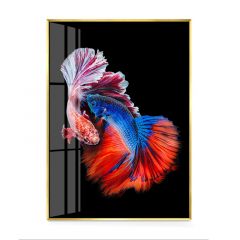 Oil Painting Pisces with Aluminum Alloy Frame Glass Screen