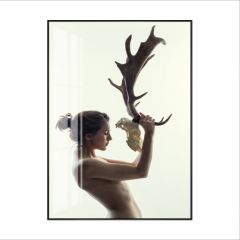 Oil Painting Character with Aluminum Alloy Frame Glass Screen,Bird