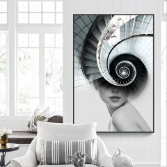 Oil Painting Abstract with Aluminum Alloy Frame Glass Screen
