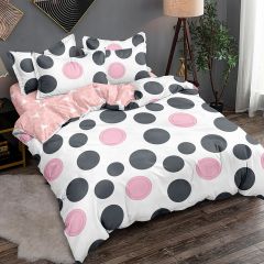 Shatex Pink Queen Comforter Set 3 Piece All Season Bedding Pink Dot Pattern Queen Comforter Set - Ultra Soft 100% Microfiber Polyester - Comforter Set for Queen Bed with 2 Pillow Shams