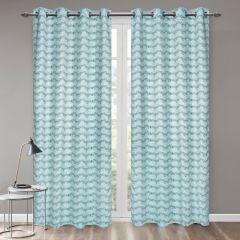 Blue Floral Stripe Indoor Blackout Curtains，2 Panels