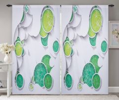 Green Circles Blackout Curtain Rod Pocket 84in 2panel