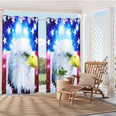 Animal Bald Eagle Print Outdoor Curtain Panel for Porch Patio Easy to Hang On 