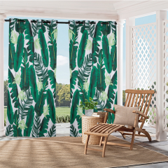 Banana Leaf Print Outdoor Curtain Panel for Porch Patio Easy to Hang On 