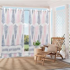 Colorful Fern Print Outdoor Curtain Panel for Porch Patio Easy to Hang On 