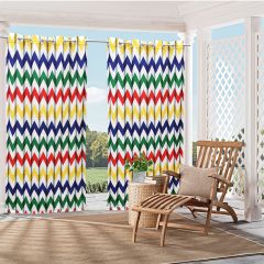 Color Wave Pattern Print Outdoor Curtain Panel for Porch Patio Easy to Hang On 