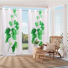 Plant Ginkgo Print Outdoor Curtain Panel for Porch Patio Easy to Hang On 59”x84”