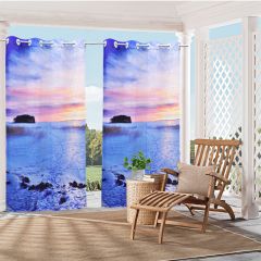 Snow Scene Print Outdoor Curtain Panel for Porch Patio Easy to Hang On 