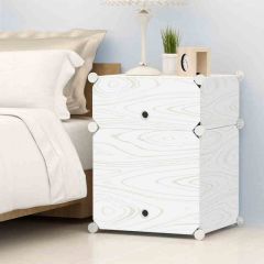 Assemble Bedside Cupboard 2 Cubes 30.4x15.2x15.2" White
