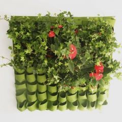 HGmart 81 Pockets Vertical Green Grow Bags Garden Hanging Wall Planters,Green