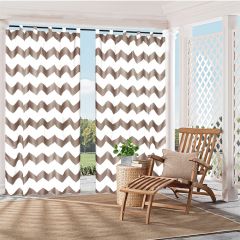 Coffee White Striped Patio Outdoor Curtain Waterproof Privacy Panel UV Protection for Porch  50"x84"1 panel