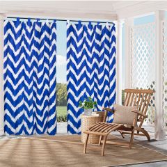 Bright Blue and White Rippled Patio Outdoor Curtain