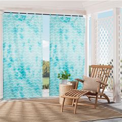 Lake Blue Rippled Patio Outdoor Curtain Waterproof Privacy Panel UV Protection for Porch  50"x96"1 panel