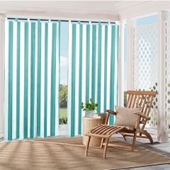 White and Green Striped Patio Outdoor Curtain 50"x84"，1 Panel