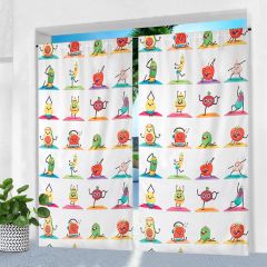 Colorful Fruit and Vegetable Printed Outdoor Curtains，50*84inch