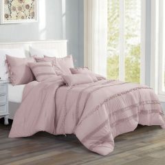 HGmart 7 Piece Bedding Comforter Set King Size, Pink