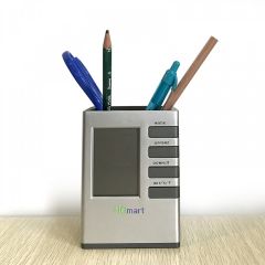 Multifunction Stationery Pen Holder with Electronic Calendar, 4.3*3.1*3.1Inch