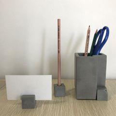 Concrete Pen Holder with Unique Design, 2.8*2.8*4.3Inch,Grey