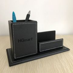 PU Leather Pen Holder with 2 Compartements