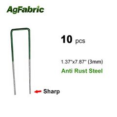 Agfabric 10-Pack Anti-Rust Galvanized Ground Staples Heavy-Duty Steel Sod Stakes Anchor Pins U-Shaped Garden Securing Pegs