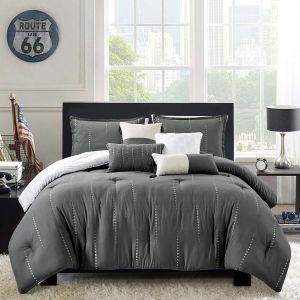 Shatex 7 Pieces Bedding Comforter Sets King Set– Ultra Soft 100% Microfiber Polyester – Coffee Comforter with 2 Pillow Shams