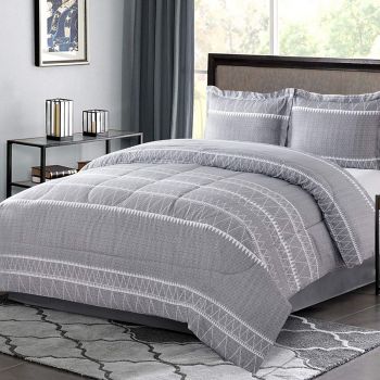Shatex Comforter Bedding Set 3 Piece All Season Bedding  Size Comforter Sets –Ultra Soft 100% Microfiber Polyester–Striped Bedding Sets  with Comforter with 2 Pillow Shams