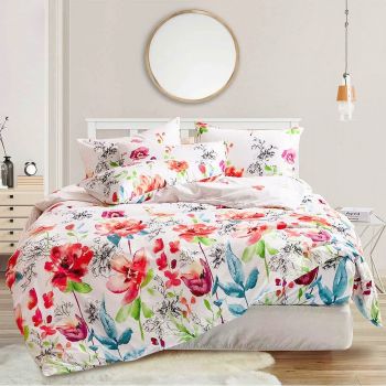 Shatex White Comforter 2 Pieces Bedding Set All Season Bedding Comforter Sets –Ultra Soft 100% Microfiber Polyester , Floral Comforter with 1 Pillow Sham