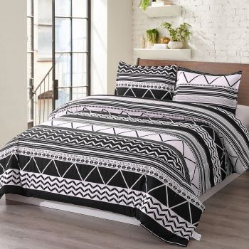 Shatex Black Comforter Set Queen Size 3 Piece All Season Bedding Queen Comforter Set - Ultra Soft 100% Microfiber Polyester - Striped Comforter with 2 Pillow Shams