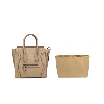 Bag Organizer for Celine Luggage Nano，Nylon，Light brown