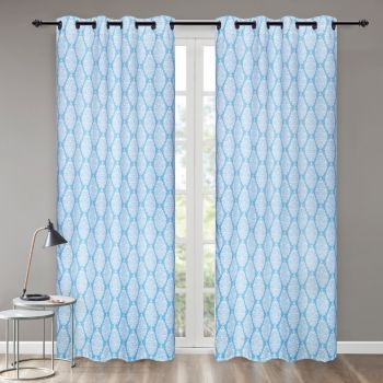 Light Blue Baroque Blackout Curtain  84in 2Panels
