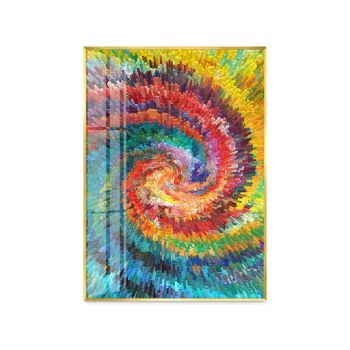 Oil Painting Abstract with Aluminum Alloy Frame Glass Screen,colorful