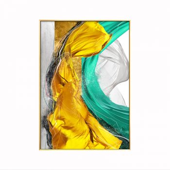 Oil Painting Abstract with Aluminum Alloy Frame Glass Screen，Dazzling