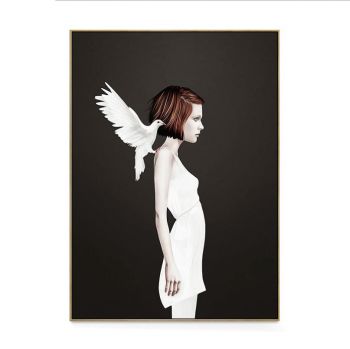 Oil Painting Character with Aluminum Alloy Frame Glass Screen,pigeon