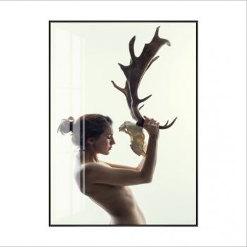 Oil Painting Character with Aluminum Alloy Frame Glass Screen,Bird