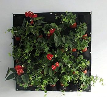 HGmart 42 Pockets Vertical Black Grow Bags Garden Hanging Wall Planters Indoor/Outdoor,Black