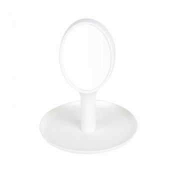 Double Sided Vanity Tabletop Mirror 1X & 2X Magnifying Makeup Mirror with Storage Tray, White