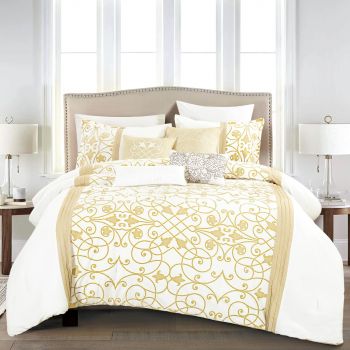 HGMart 7 Piece Bedding Luxury Comforter Set - King Size - Yellow