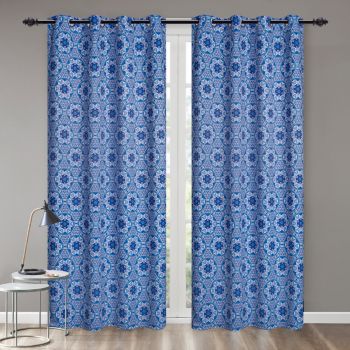 Oriental Mosaic Blackout Curtain Grommet 84in 2panel