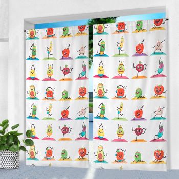 Colorful Fruit and Vegetable Printed Outdoor Curtains，50*84inch