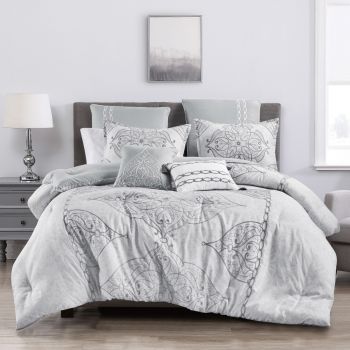 HGmart 7 Piece Bedding Comforter Set Queen Size, Gray