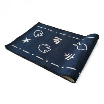Stick Figure Dark Blue Non-Slip Outdoor Door Mat